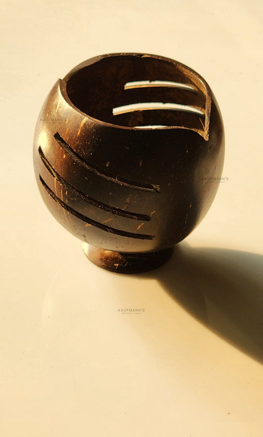 Coconut Shell Pen & Cutlery Holder – Handmade
